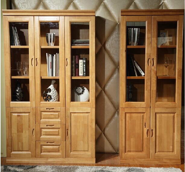 Solid wood 2-door bookcase